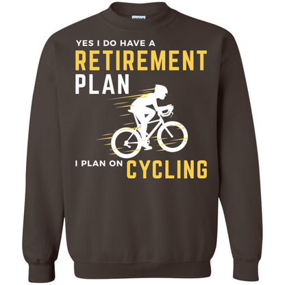 Funny Bicycle Cycling T-shirt Retirement Plan I Plan On Cycling Dark Chocolate