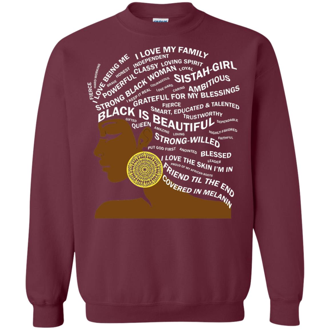 Black Is Beautiful Black History Month Word Art T-shirt Maroon