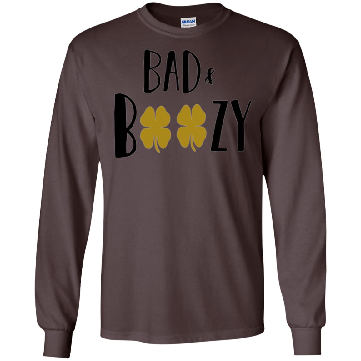 Bad And Boozy Funny Saint Patrick Day Drinking T-shirt Dark Chocolate