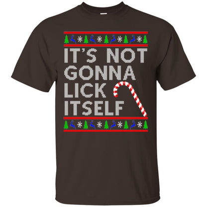 Christmas T-shirt It's Not Gonna Lick Itself Dark Chocolate