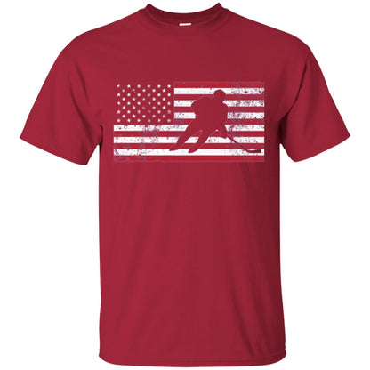 Hockey T-shirt American Flag Usa Patriotic Ice Skating Cardinal