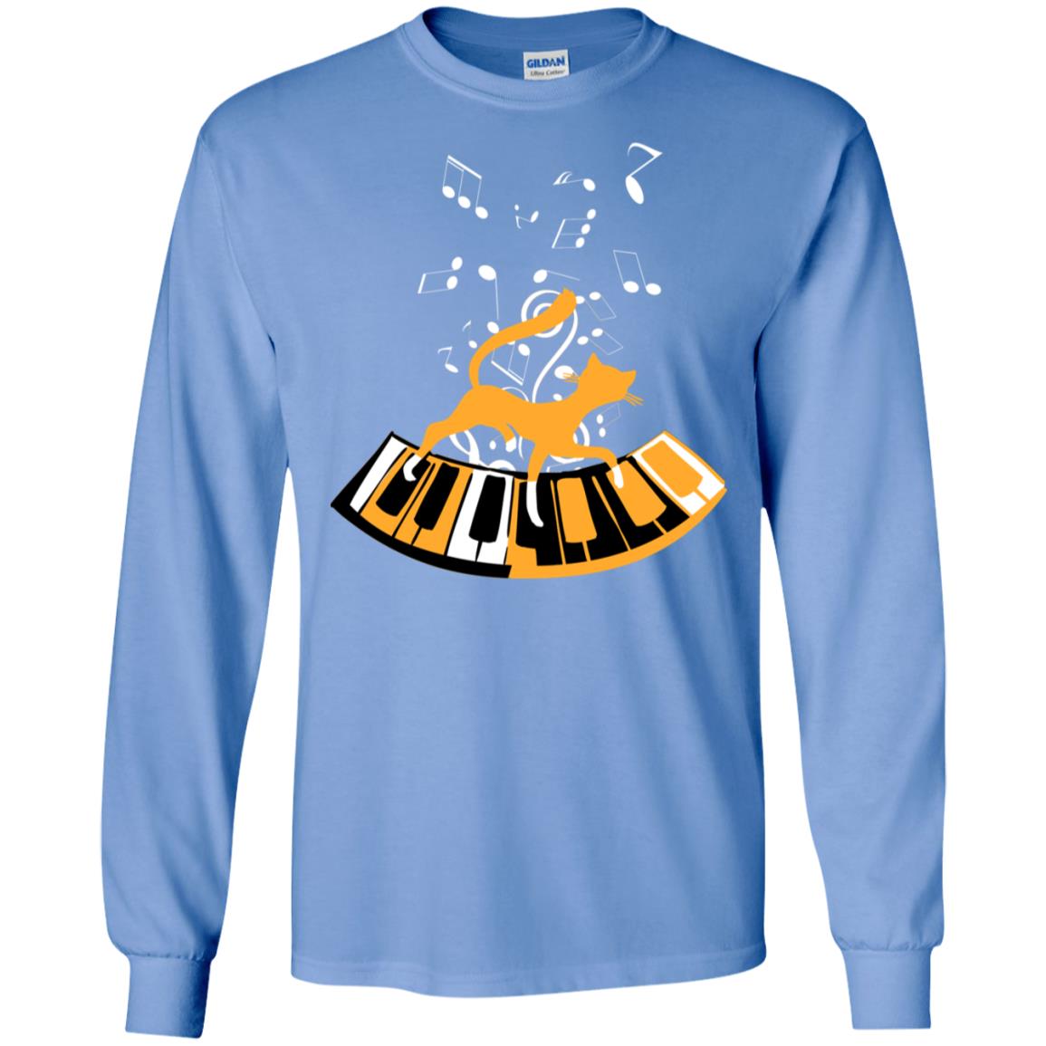 Cat Plays Piano Shirt For Mens Womens Carolina Blue