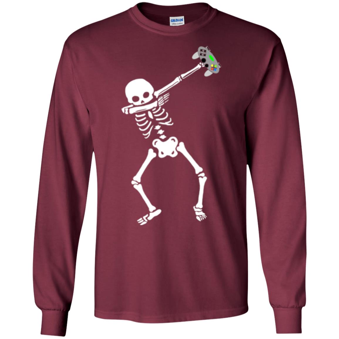 Gamer T-shirt Dabbing Skeleton Maroon