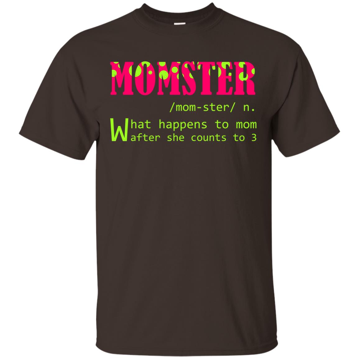 Momster What Happens To Mom After She Counts To 3 Shirt For Mom Dark Chocolate