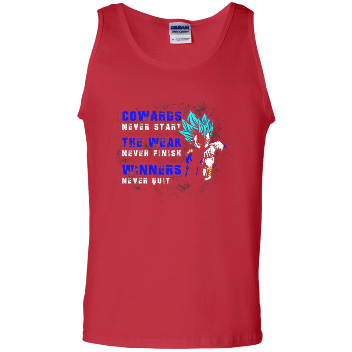 Cowards Never Start The Weak Never Finish Comic T-shirt Red