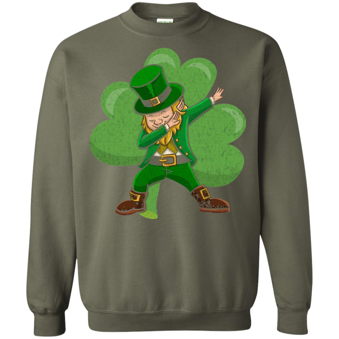 Funny Dabbing Leprechaun Shirt St Patricks Day T-shirt Military Green