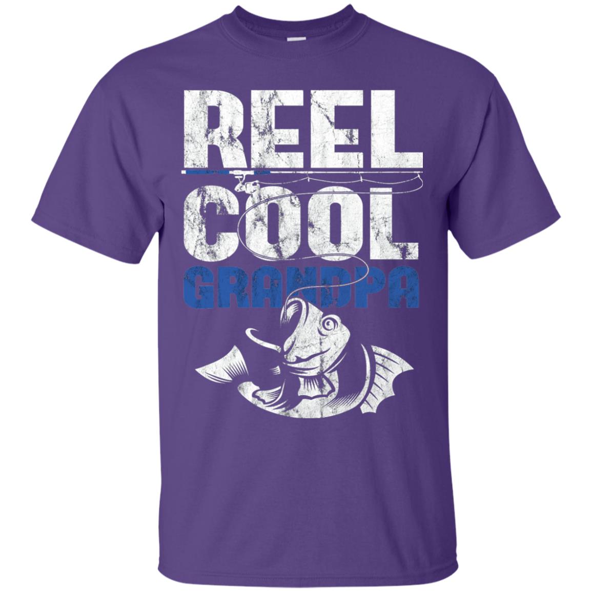 Reel Cool Grandpa Papa Fisherman T-shirt Purple