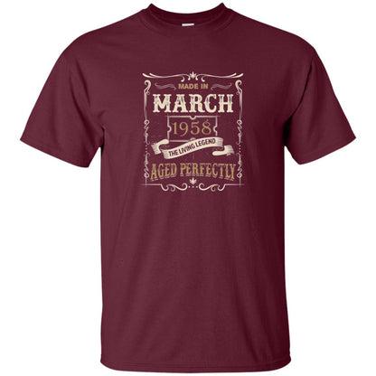 Made In March 1958 The Living Legend 60th Birthday T-shirt Maroon