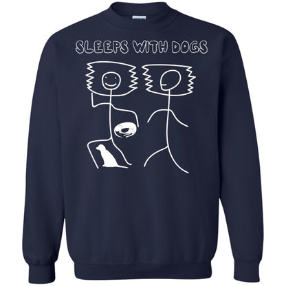 Sleep With Dogs Funny Dog Owner Shirt Navy