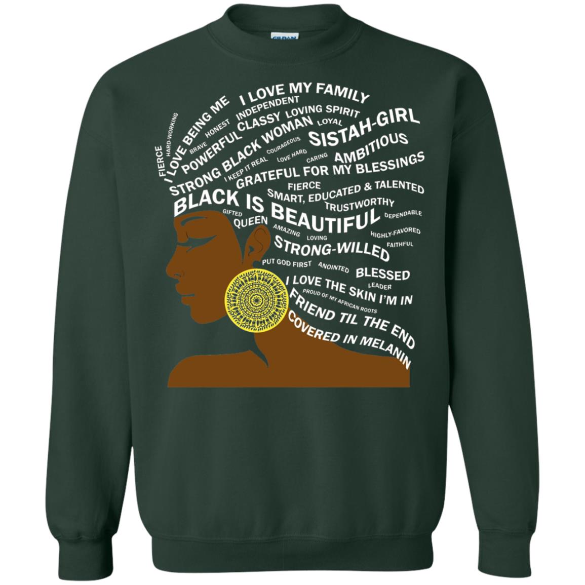 Black Is Beautiful Black History Month Word Art T-shirt Forest Green