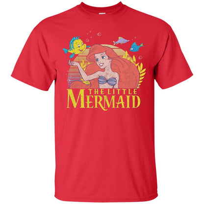 Cartoon T-shirt Mermaid Ariel Flounder Red