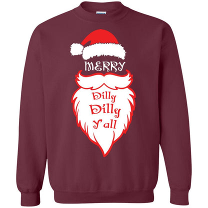 Christmas T-shirt Merry Dilly Dilly Y'all Maroon