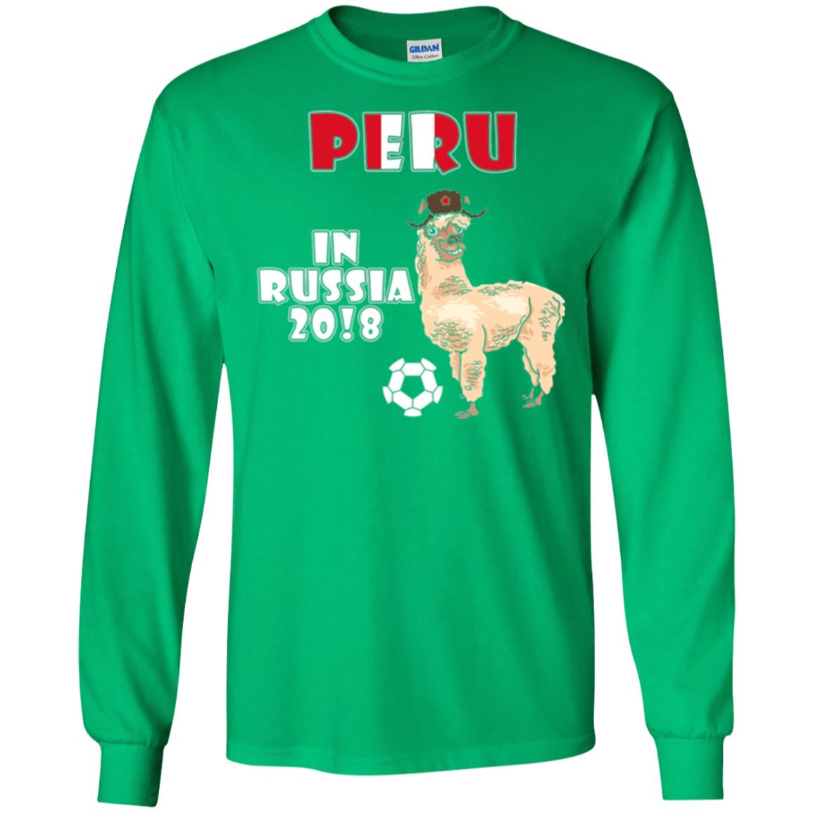 Soccer T-shirt Peru National Team Llama In Russia 2018 Cup Irish Green