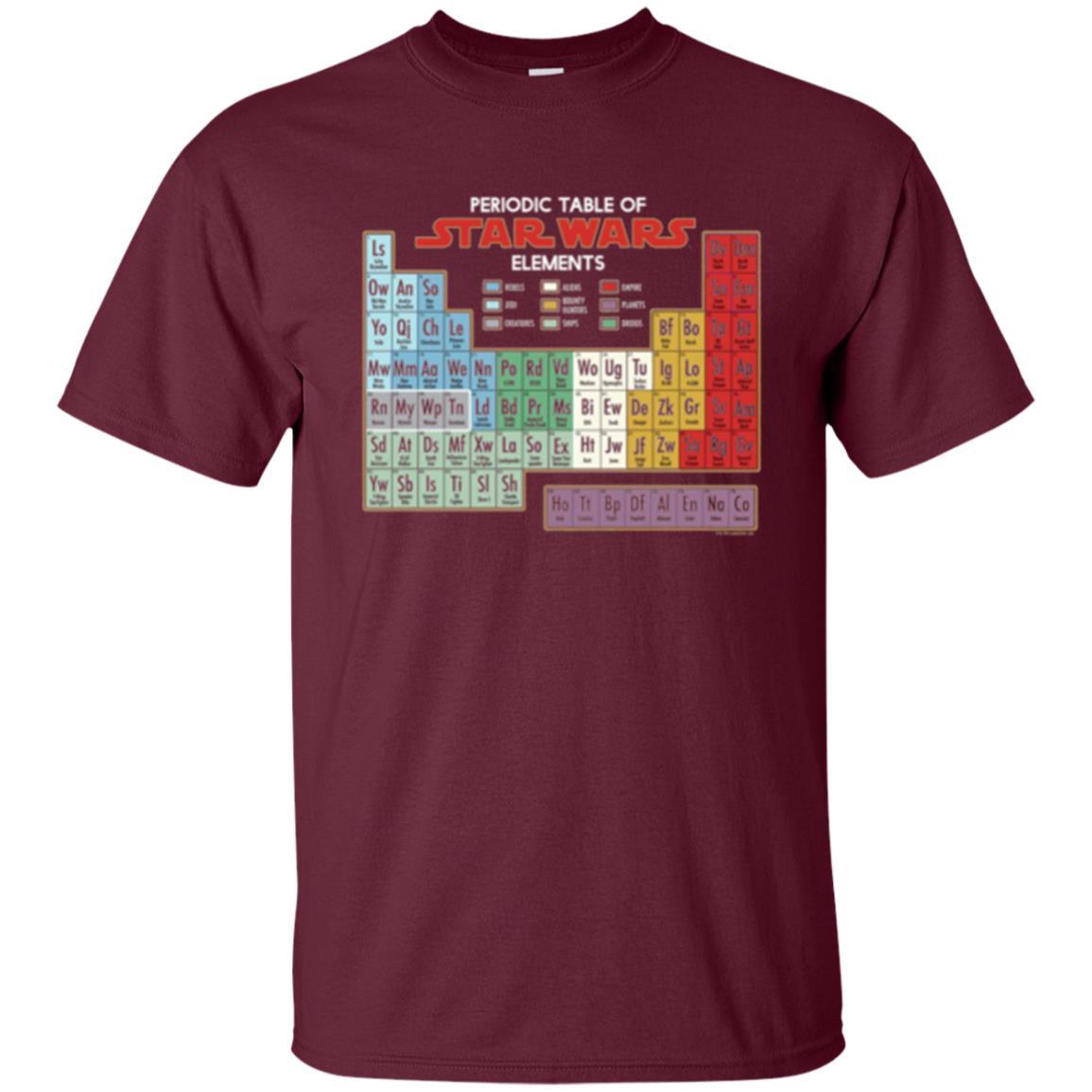 Film T-shirt Star Wars Periodic Table Of Elements Graphic Maroon