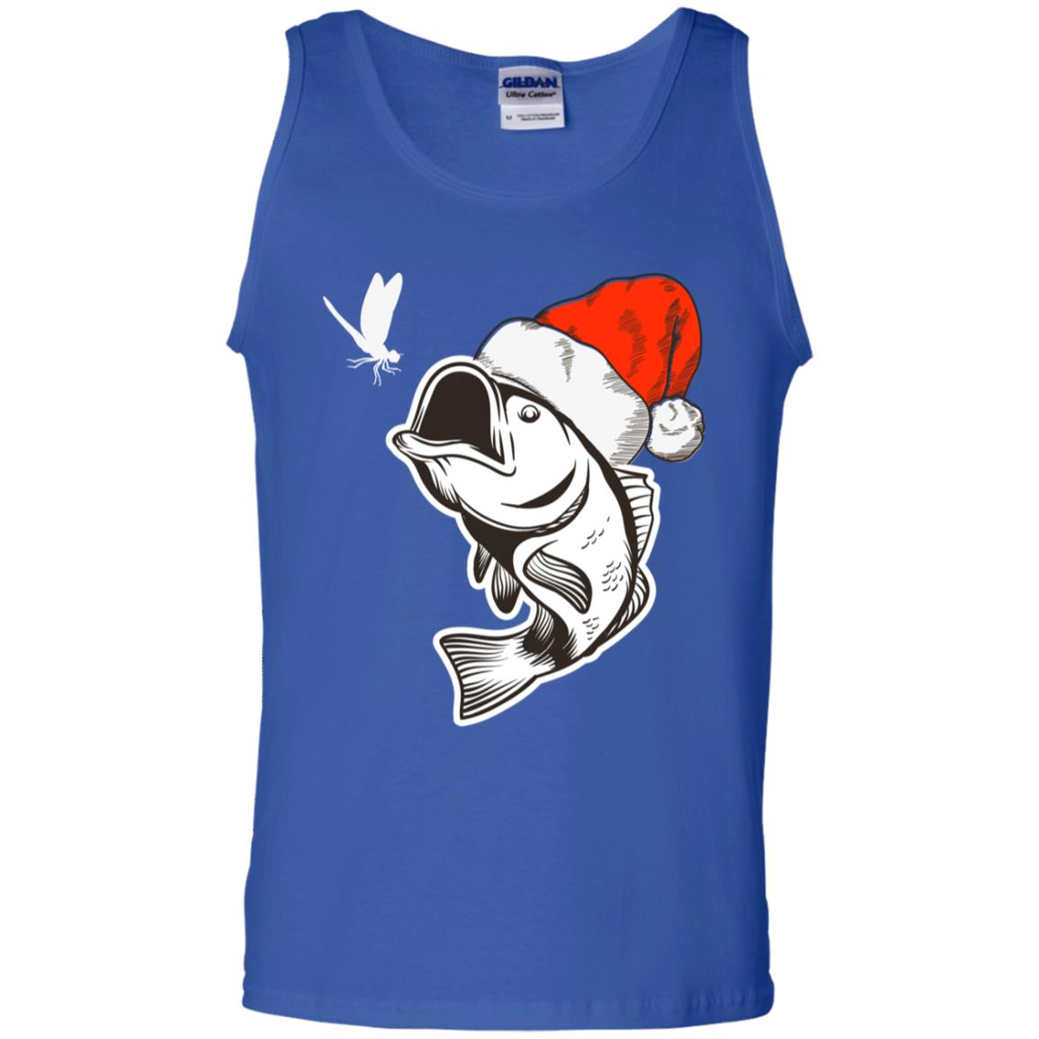 Bass Fishing Santa Hat Christmas Gift Shirt For Fishing Lovers Royal