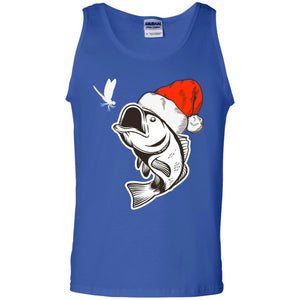 Bass Fishing Santa Hat Christmas Gift Shirt For Fishing LoversG220 Gildan 100% Cotton Tank Top