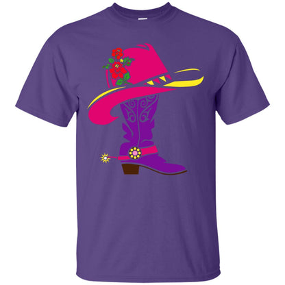 Cowgirl Boots With Hat T-shirt Purple