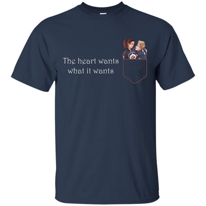The Heart Wants What It Wants Quote Of Love T-shirt Navy