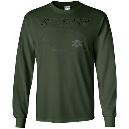Christmas T-shirt Get Frosty Nebraska Football Forest Green