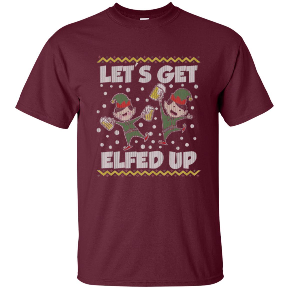 Christmas T-shirt Let's Get Elfed Up Maroon