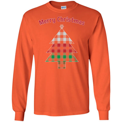 Unique Buffalo Plaid Tree Christmas Matching Pajama T-shirt Orange