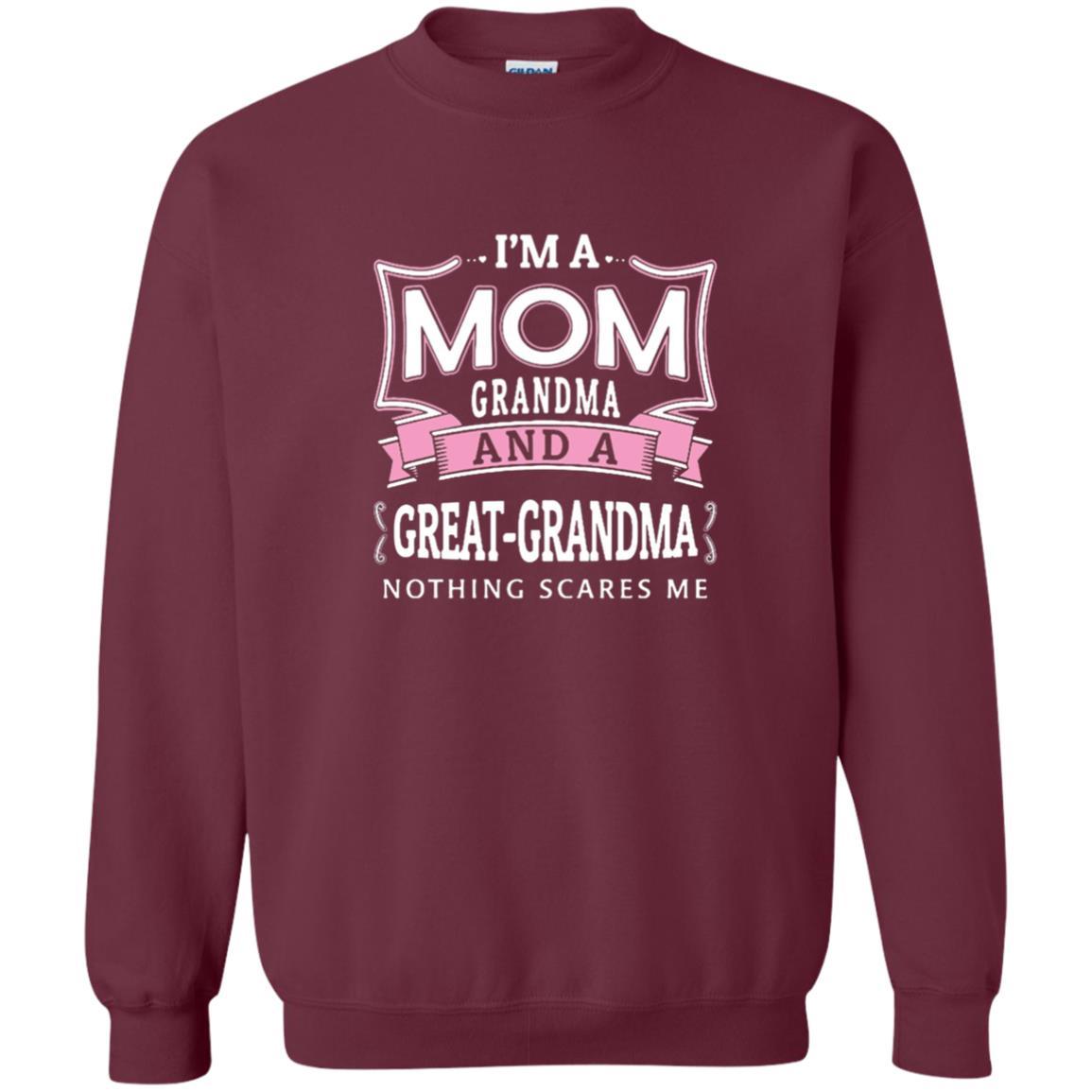 Nana T-shirt Nothing Scares Me I'm Mom Grandma Maroon