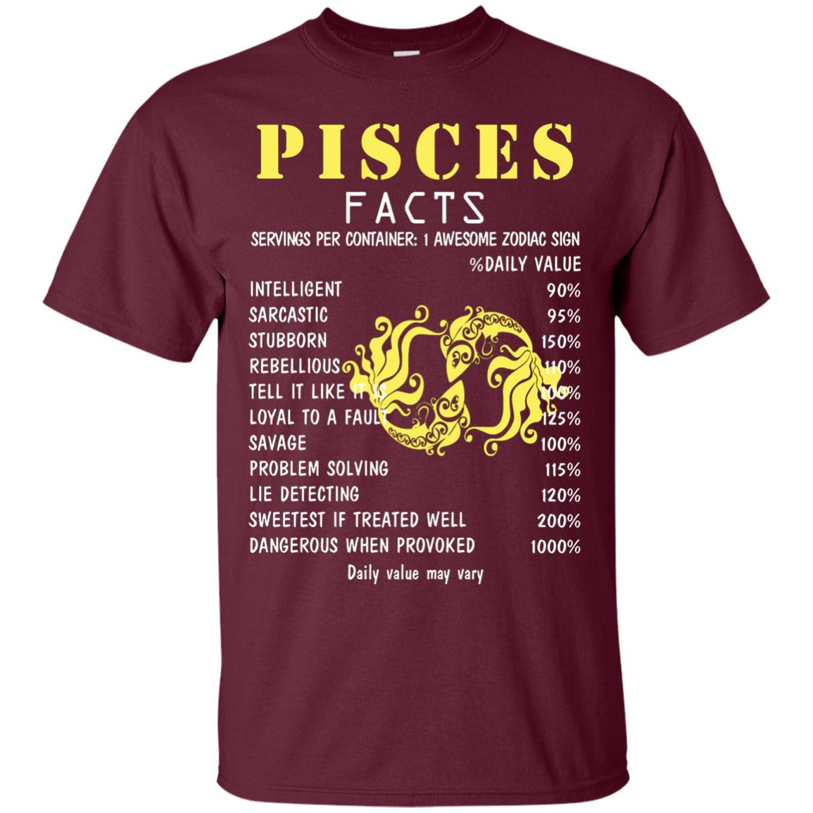 Pisces Facts 1 Awesome Zodiac Sign Gift Shirt For Pisces Horoscope Maroon