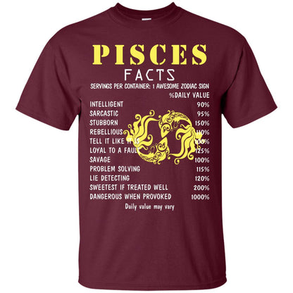 Pisces Facts 1 Awesome Zodiac Sign Gift Shirt For Pisces Horoscope Maroon