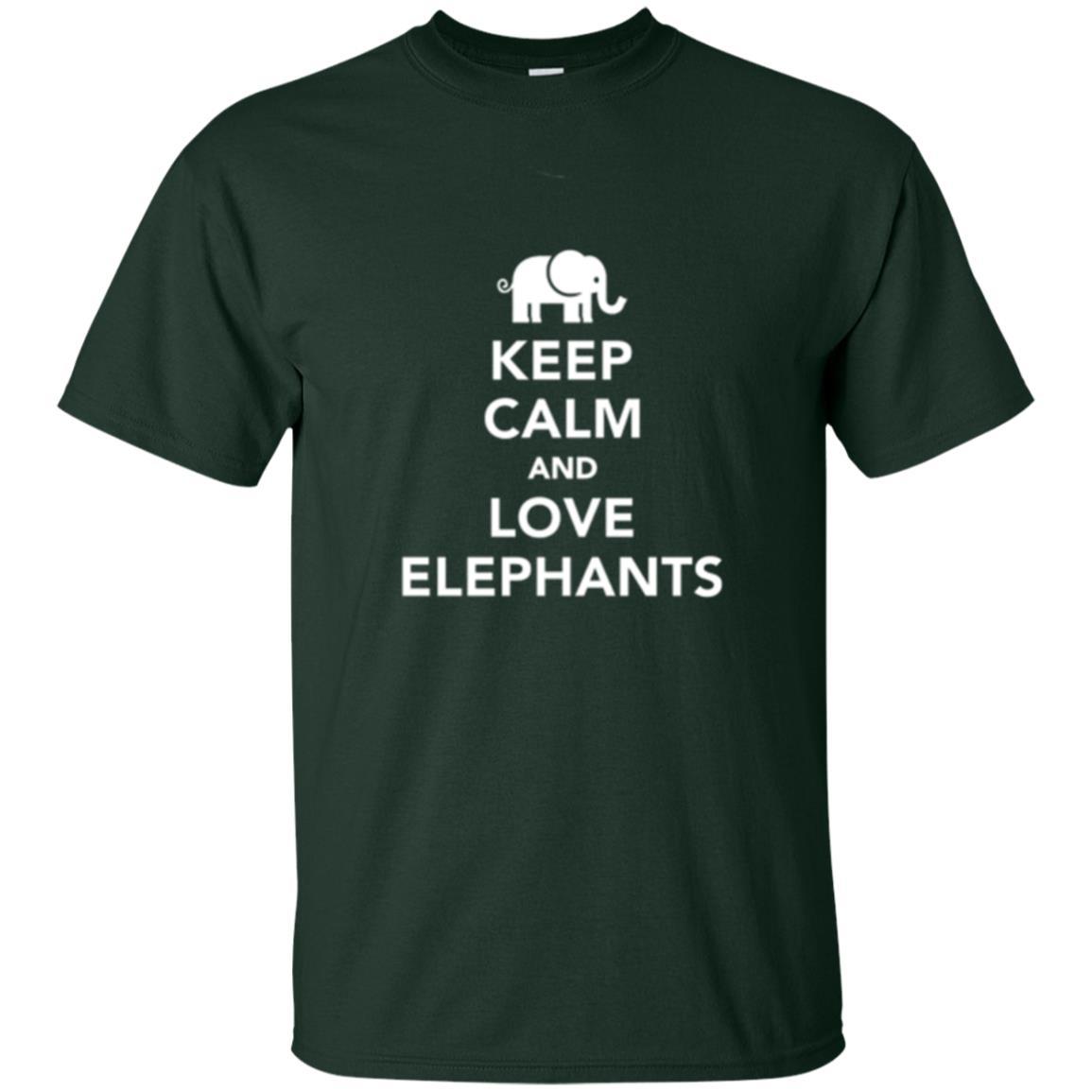 Elephant Lover T-shirt Keep Calm And Love Elephants T-shirt Forest Green