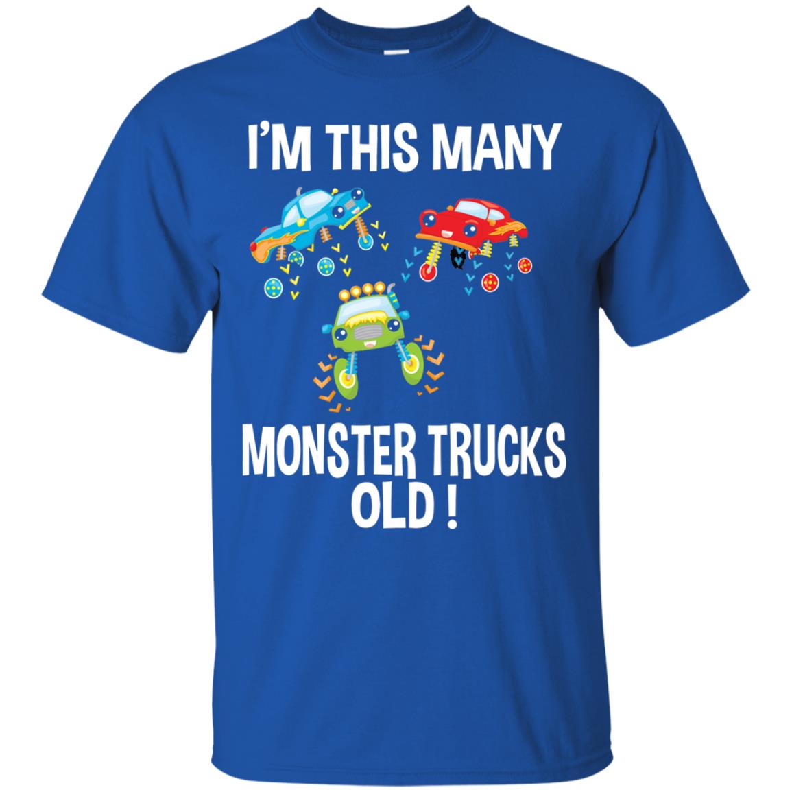 Birthday 3th Shirt Im This Many Monster Trucks Old Royal