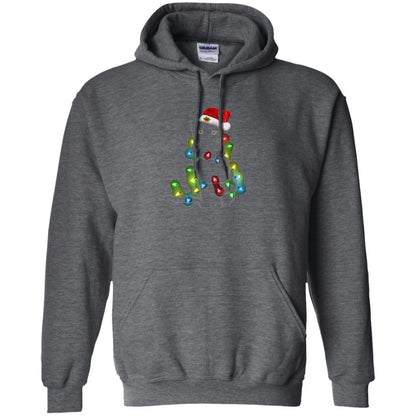 Christmas T-shirt Cat And Lights Dark Heather