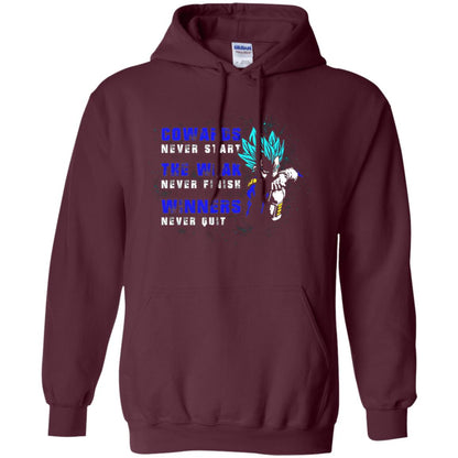 Cowards Never Start The Weak Never Finish Comic T-shirt Maroon