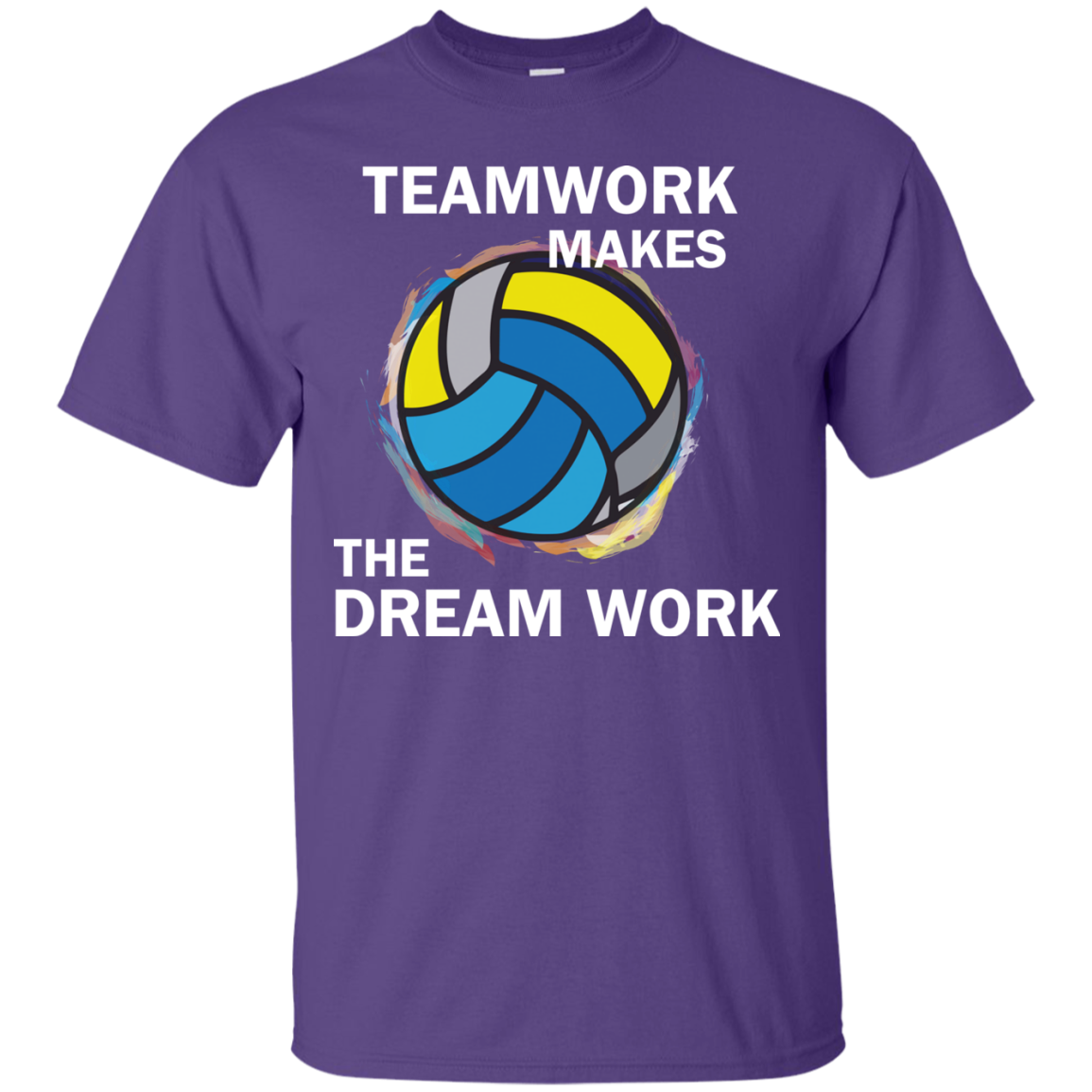Volleyball T-shirt TeamWork Makes The Dream Work Purple