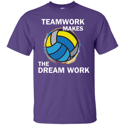 Volleyball T-shirt TeamWork Makes The Dream Work Purple