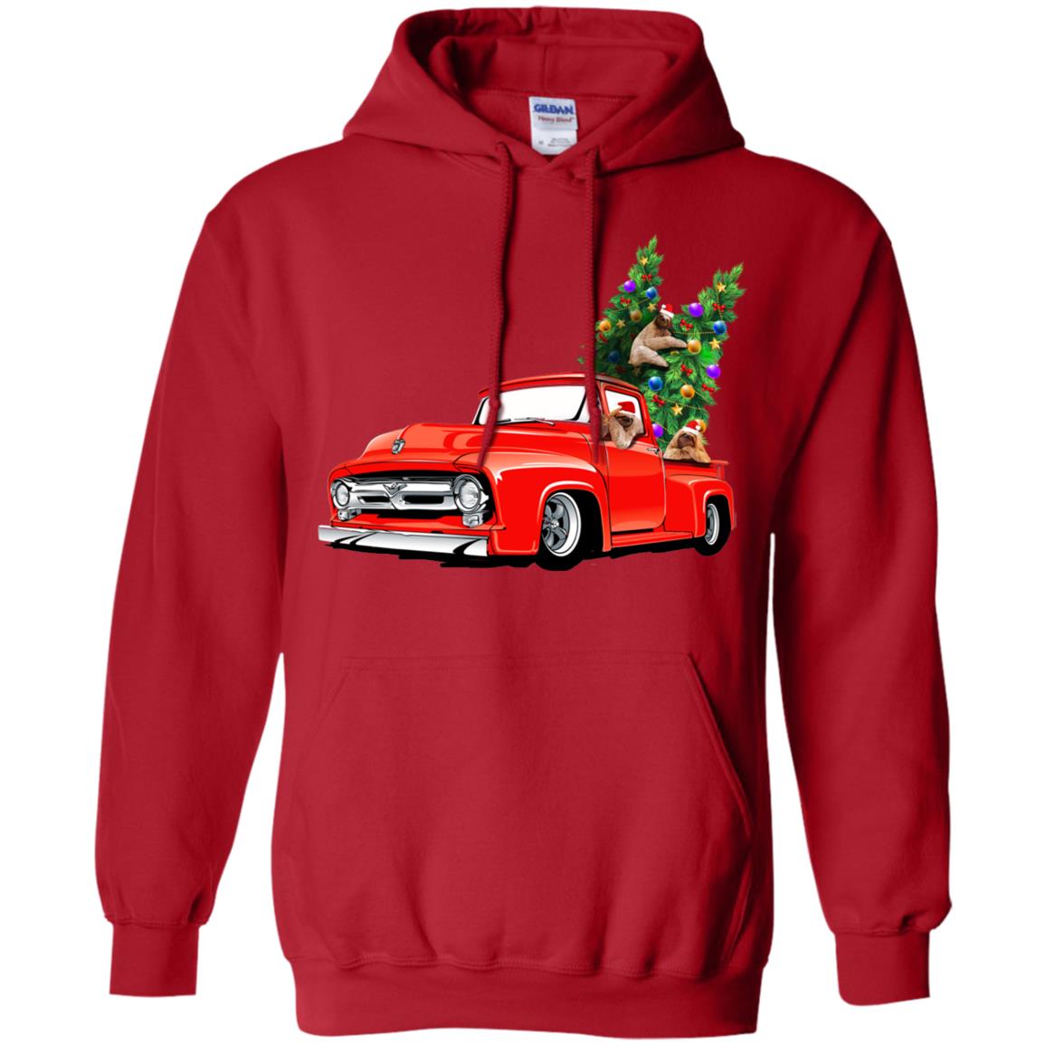 Christmas Tree And Sloths On Car X-mas Gift Shirt Red