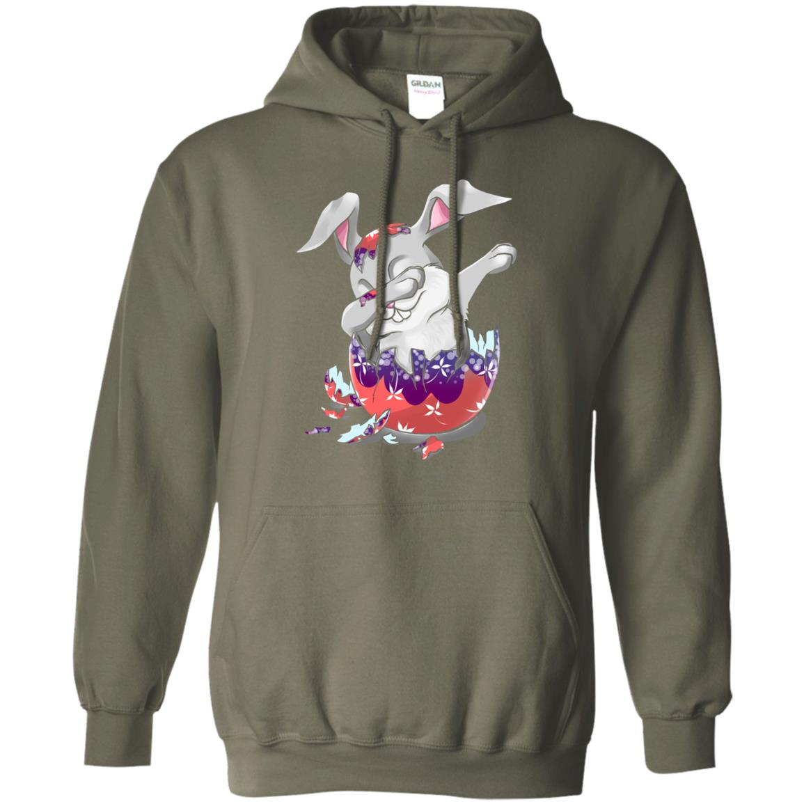 Funny Dabbing Bunny T-shirt For Kids Easter Gift Military Green