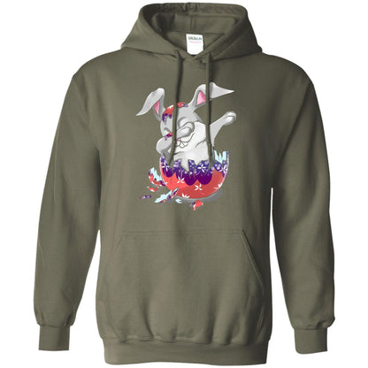 Funny Dabbing Bunny T-shirt For Kids Easter Gift Military Green