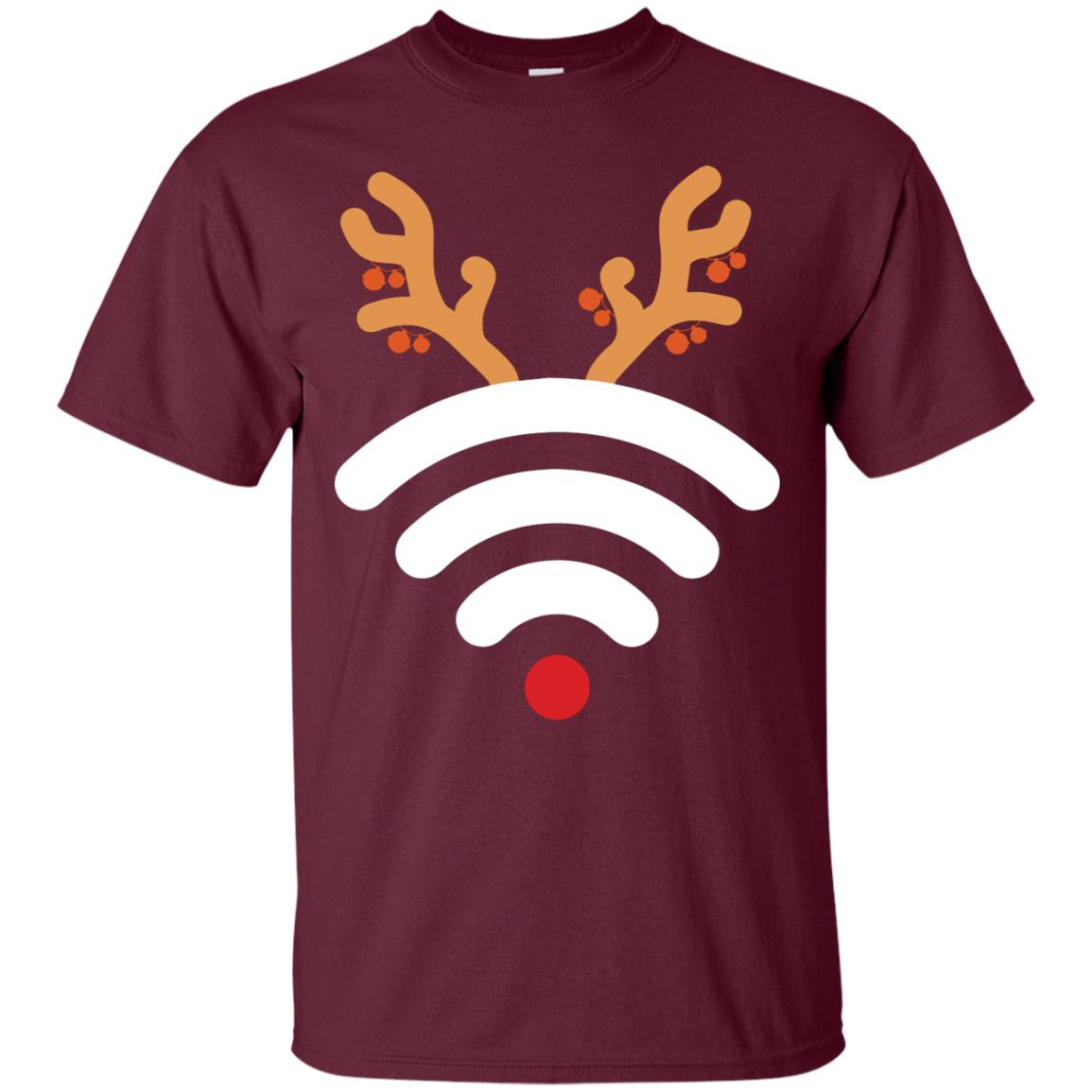 Wifi Signal Symbol Icon Reindeer X-mas Gift Shirt For Mens Womens Maroon