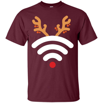 Wifi Signal Symbol Icon Reindeer X-mas Gift Shirt For Mens Womens Maroon