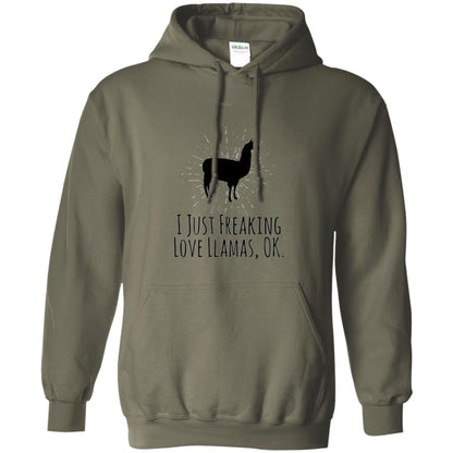 Funny Llama Lovers T-shirt I Just Freaking Love Llamas Ok Military Green