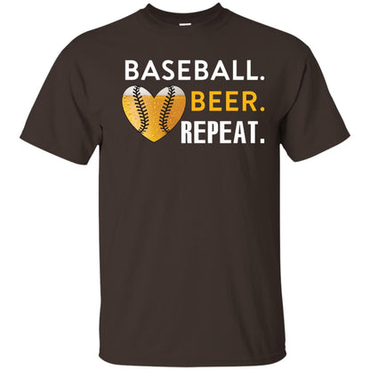 Baseball Lover T-shirt Beer Repeat Dark Chocolate