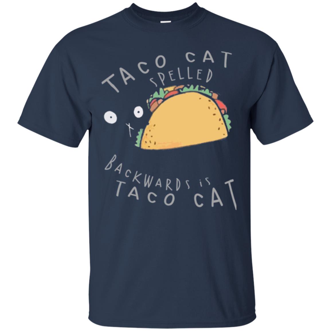 Cat Lovers T-shirt Taco Cat Spelled Backward Is Taco Cat Navy