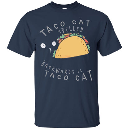 Cat Lovers T-shirt Taco Cat Spelled Backward Is Taco Cat Navy