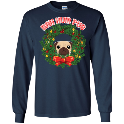 Christmas T-Shirt Bah Hum Pug Navy
