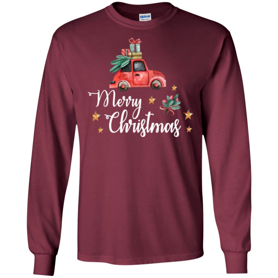 Car Lover T-shirt Merry Christmas T-shirt Maroon