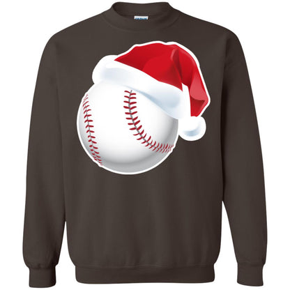 Baseball With Santa Claus Hat X-mas Shirt For Baseball Lovers Dark Chocolate