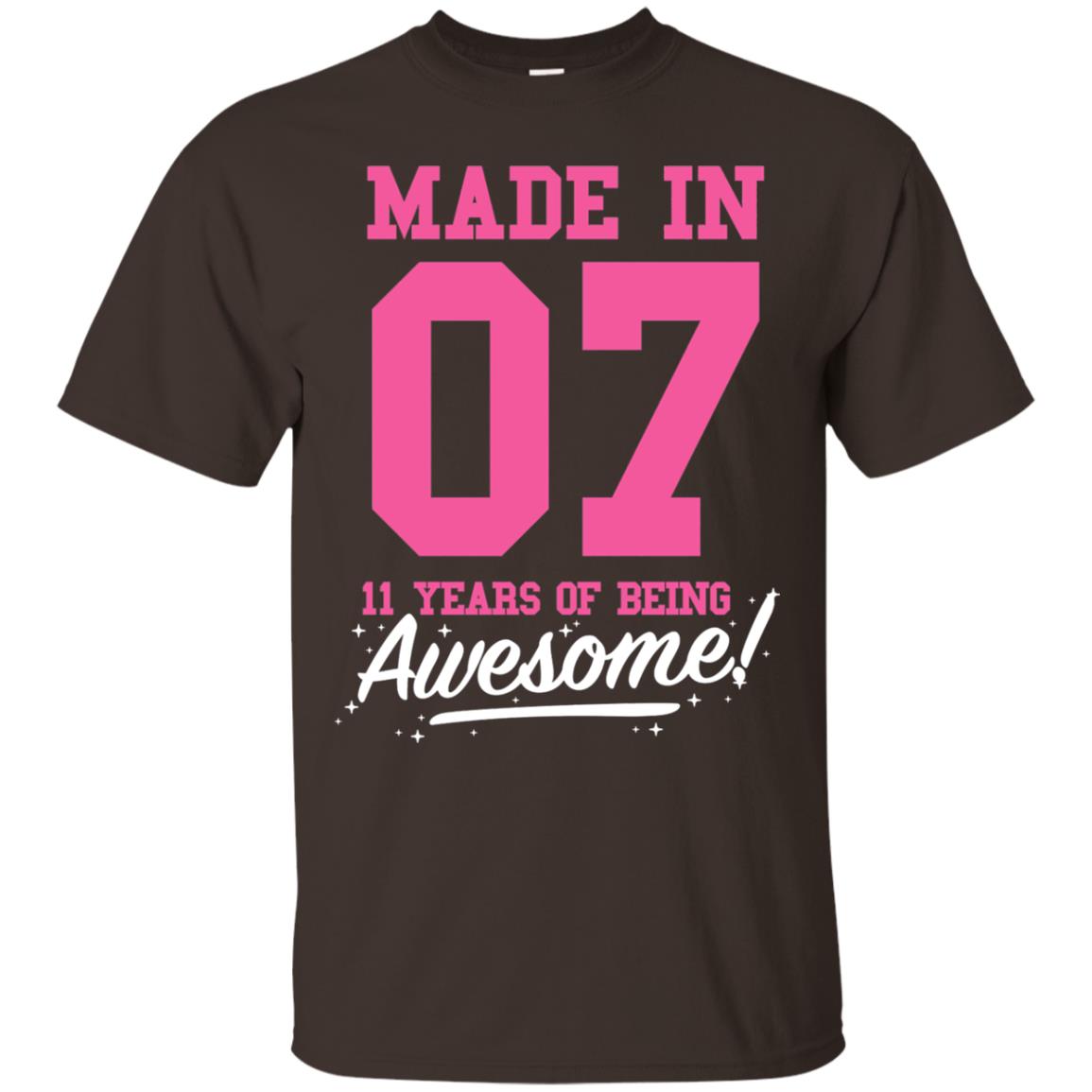Made In 07 11 Years Of Being Awesome 11th Birthday T-shirt Dark Chocolate