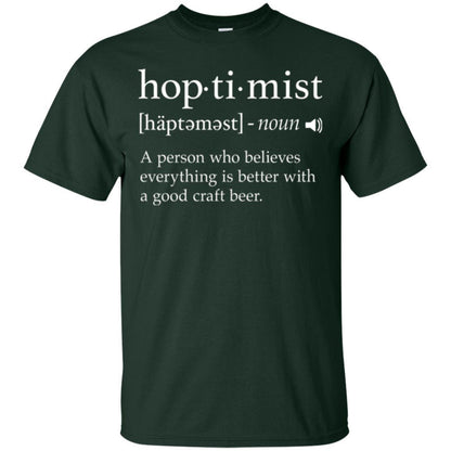 Beer Lover T-shirt Hoptimist Definition Forest Green