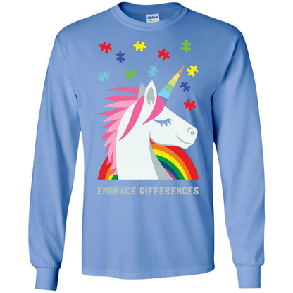 Autism Awareness Shirt Unicorn Puzzle Embrace Differences Carolina Blue