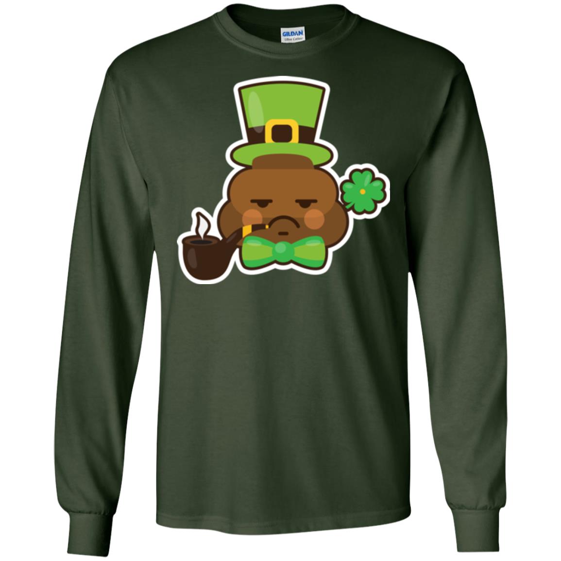 Saint Partick_s Day T-shirt Leprechaun Poop Emoji With Patrick Hat Forest Green